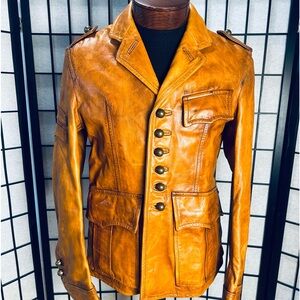 DSquared2 Vintage Camel Luxury Leather Jacket